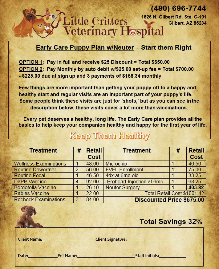 Puppy Plan w/ Neuter Puppy Plan w/ Neuter