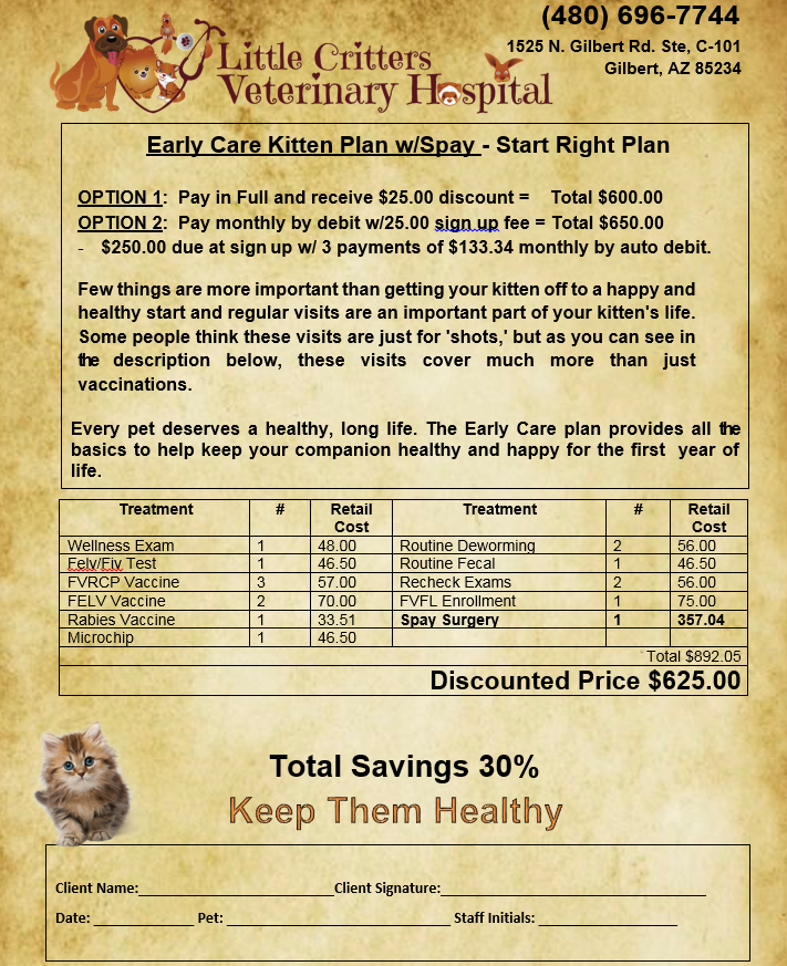 Kitten Plan w/ Spay Kitten Plan w/ Spay