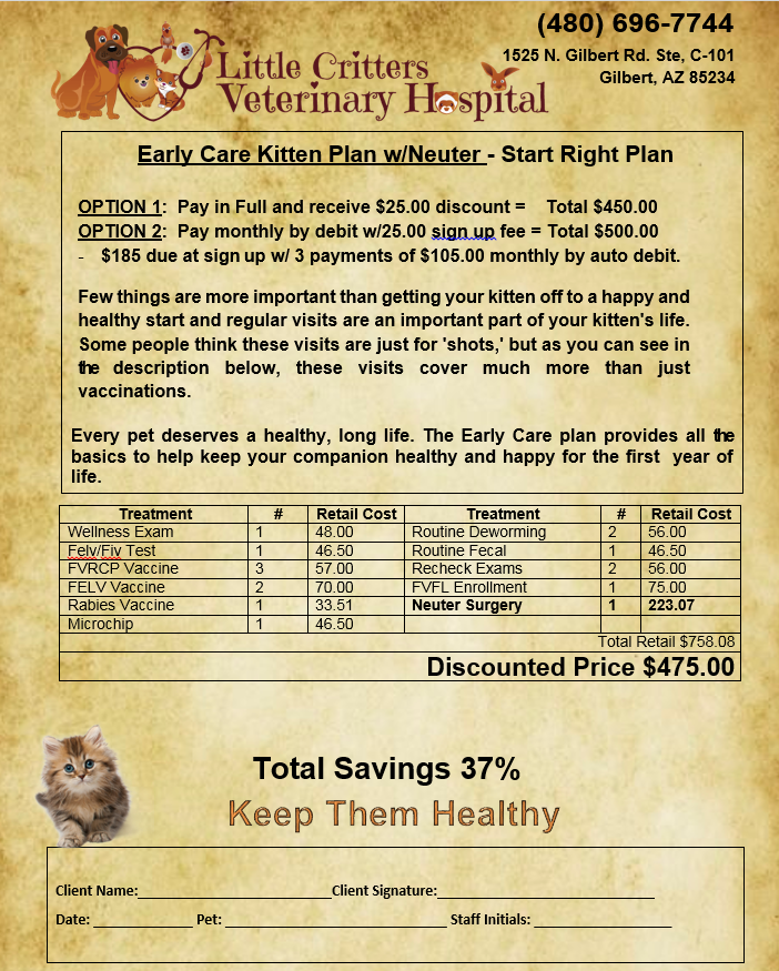 Kitten Plan w/ Neuter Kitten Plan w/ Neuter