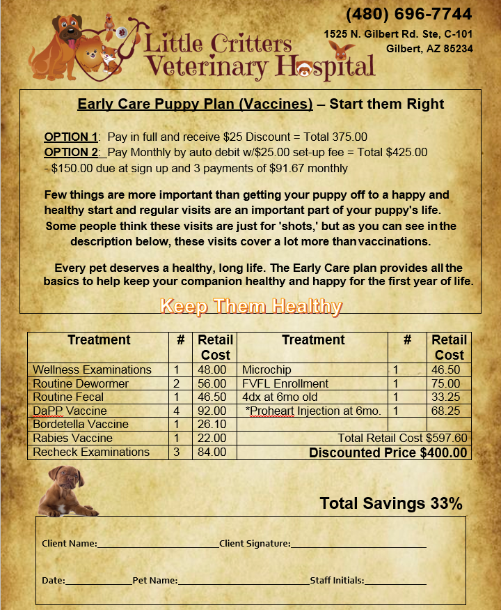 Puppy Health Plans at Little Critters Vet Gilbert, AZ